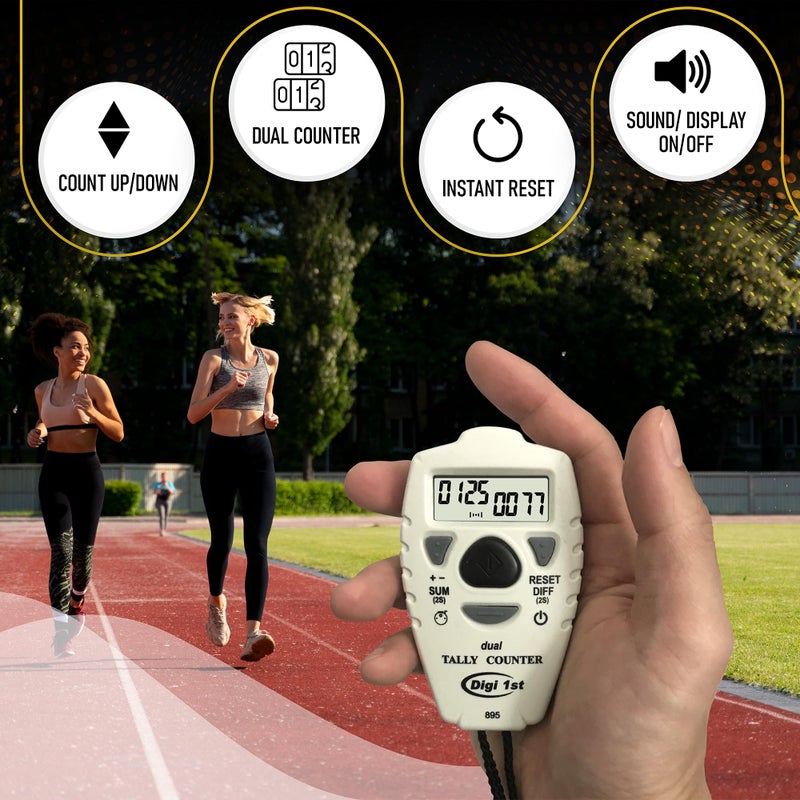 Digi 1st TC-895 Digital Dual Tally Counter, Electronic Up Down Clicker Counter, Add/Subtract People Counter, Handheld Pitch Counter for Golf, Lap & Sports Games - Image 4